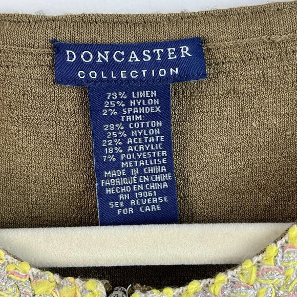 Doncaster Collection Linen Blend Cardigan Sweater Womens S Zip Metallic Trim - Picture 7 of 12
